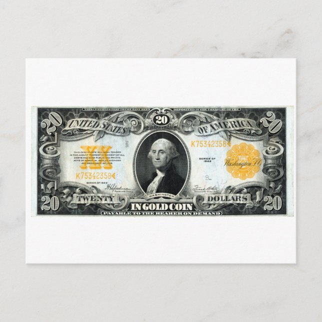 Postal Certificado de oro de Estados Unidos de 1922 (Anverso)