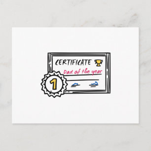 Postal Certificado de Papá del Año Premio del Día del Pad