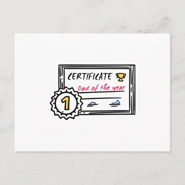 Postal Certificado de Papá del Año Premio del Día del Pad (Anverso)