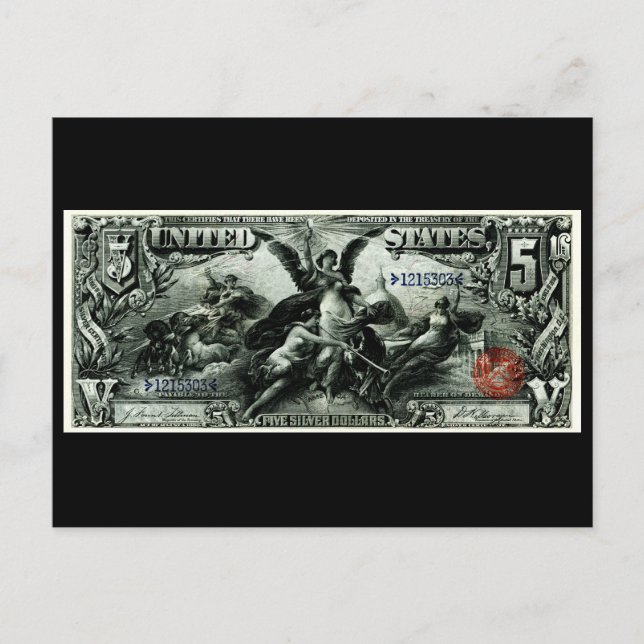 Postal Certificado de plata de 5 dólares de los Estados U (Anverso)