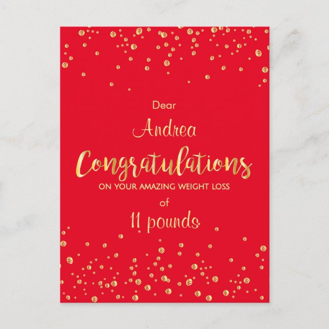 Postal Certificado de premio por pérdida de peso de éxito (Anverso)