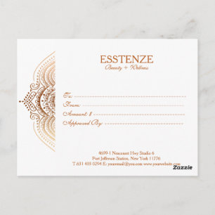 Postal Certificado de regalo de encaje de Rosa-oro