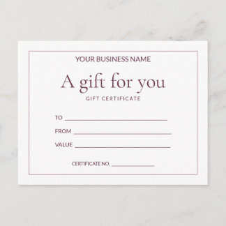 Postal Certificado de regalo de Rose Ledger para escribir