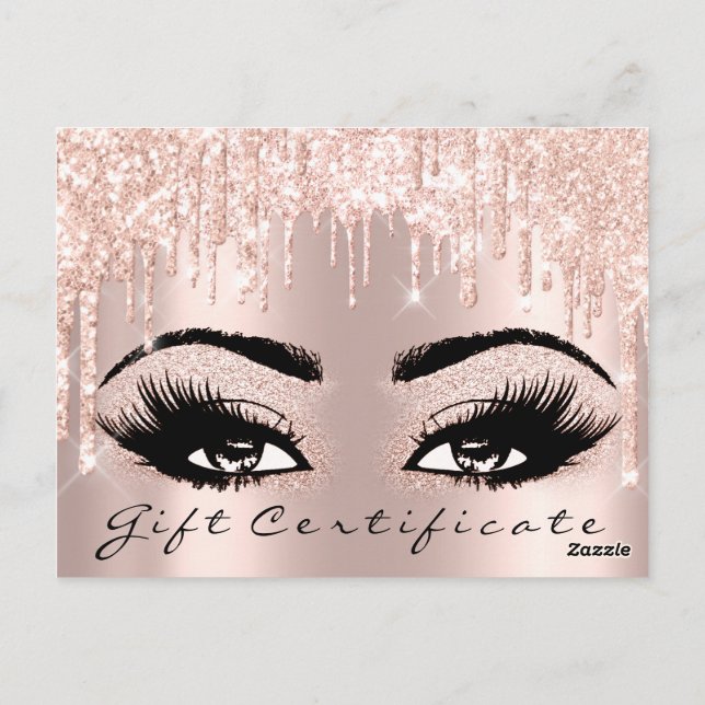 Postal Certificado de regalo Eyelashes Brows Makeup Glam (Reverso)