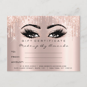 Postal Certificado de regalo Eyelashes Confetti Makeup Gl