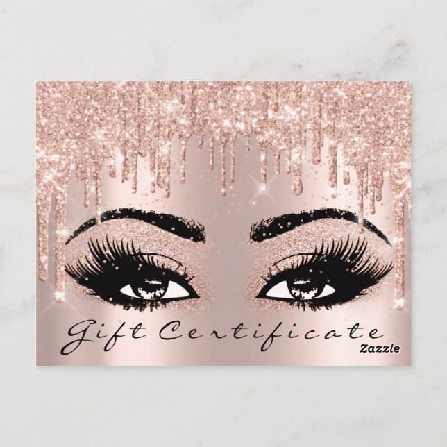 Postal Certificado de regalo Eyelashes Confetti Makeup Gl (Reverso)