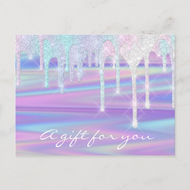 Postal Certificado de regalo Holografía Unicornio Púrpura (Anverso)