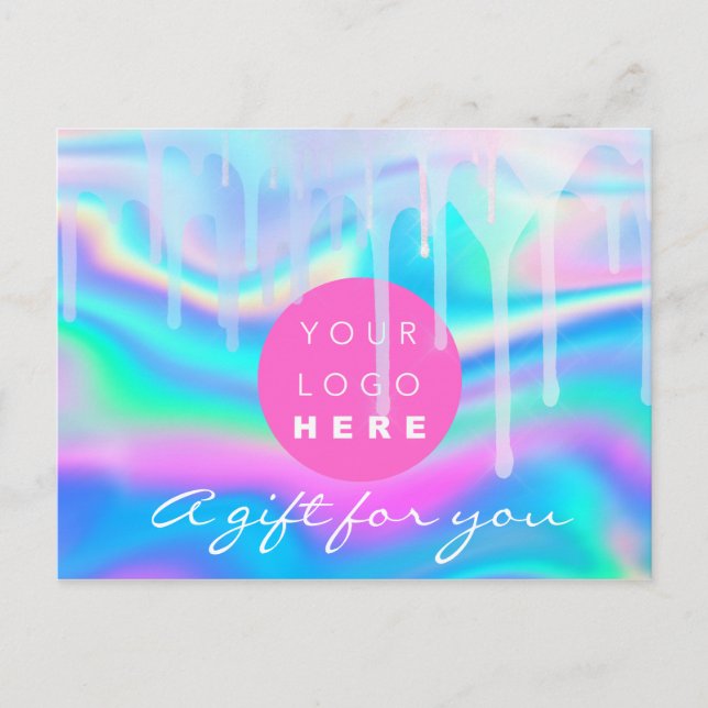 Postal Certificado de regalo Holograph Unicorn Rainbow Lo (Anverso)