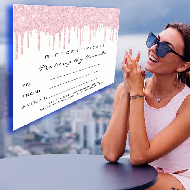 Postal Certificado de regalo Lashes Extensión Maquillaje  (Gift Certificate Lashes Extension Makeup Pink Postcard)