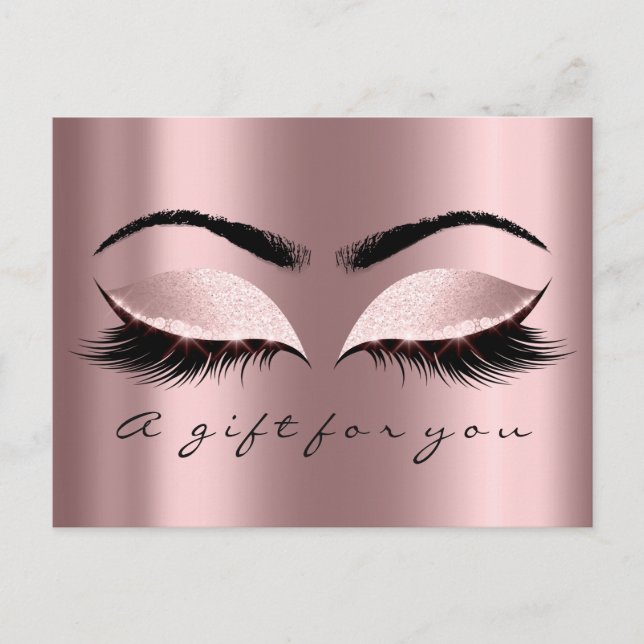 Postal Certificado de regalo Ojos Rosa de chispa maquilla (Anverso)