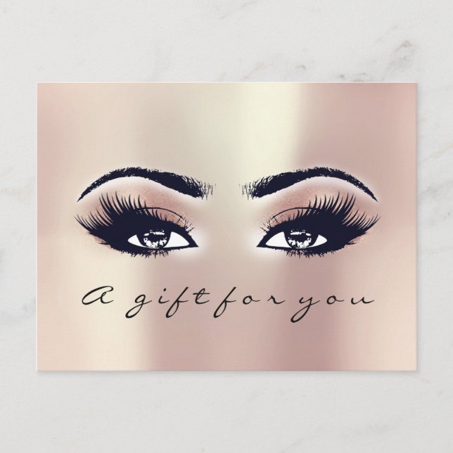 Postal Certificado de regalo Ojos Rosa Oro Rubor Maquilla (Anverso)
