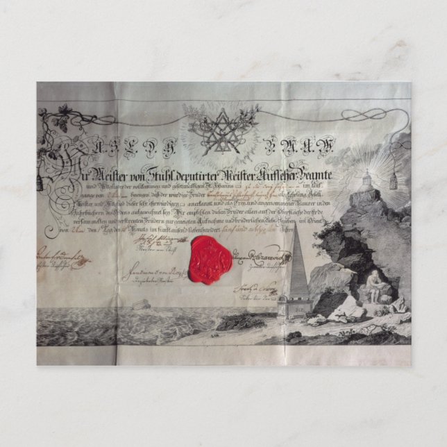 Postal Certificado masónico, 1785 (Anverso)