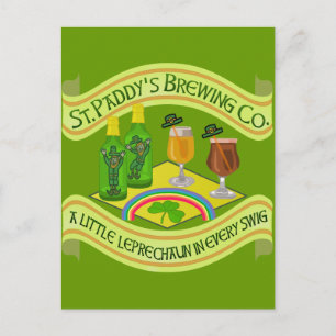 Postal Cervecería Funny Saint Patrick's Day Leprechaun