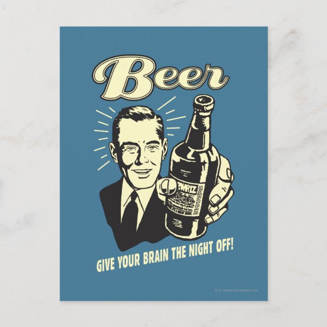 Postal Cerveza: Dale tu cerebro la noche libre (Anverso)