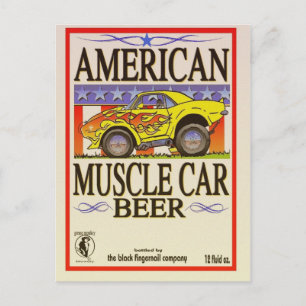 Postal cerveza de auto músculo estadounidense