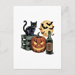 Postal Cerveza de Gato de Calabaza Halloween
