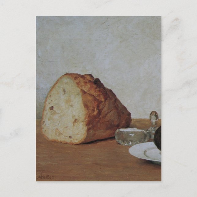 Postal Cerveza de vida y rábano - Albert Anker (Anverso)