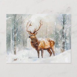 Postal Cerveza en el bosque invernal con dolor de color d