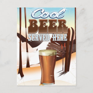 Postal Cerveza Fría Servida aquí cartel vintage de Posada