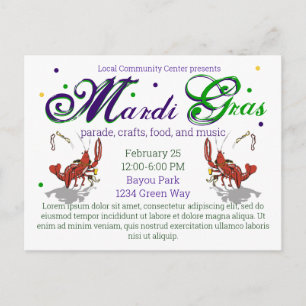 Postal Cerveza Mardi Gras Crawdads