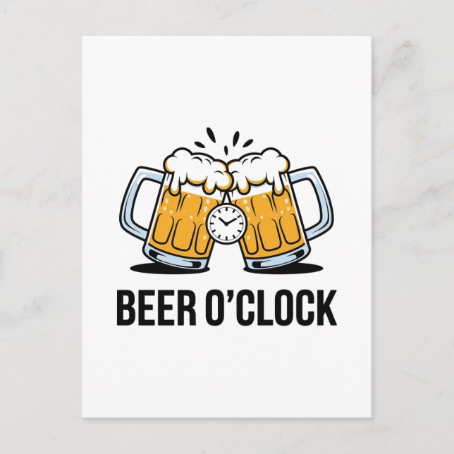 Postal Cerveza O'Clock - Es hora de celebrar con una fría (Anverso)
