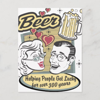Postal Cerveza que ayuda a la gente a tener suerte