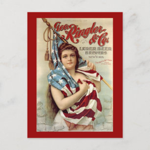 Postal Cerveza Ringler y cerveza Co Lager Vintage America