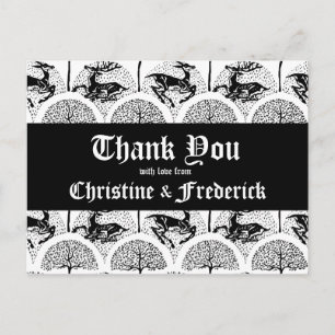 Postal Cerveza y árboles medievales, gracias postal.