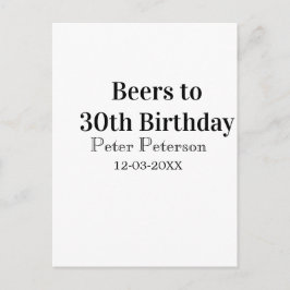 Postal Cervezas para cumpleaños 30 nombre fecha hombre el