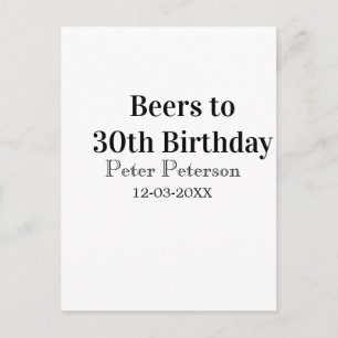 Postal Cervezas para cumpleaños 30 nombre fecha hombre el