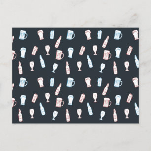 Postal Cervezas Rústicas Dibujadas a Mano Temática de Fie