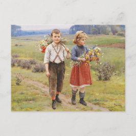 Postal Cesar Pattein, 1895 "Niños que regresan a casa"
