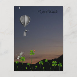 Postal Césped con cuatro trébol de hojas - Buena Suerte