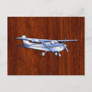 Postal Cessna Flying Mahogany de la aeronave clásica crom
