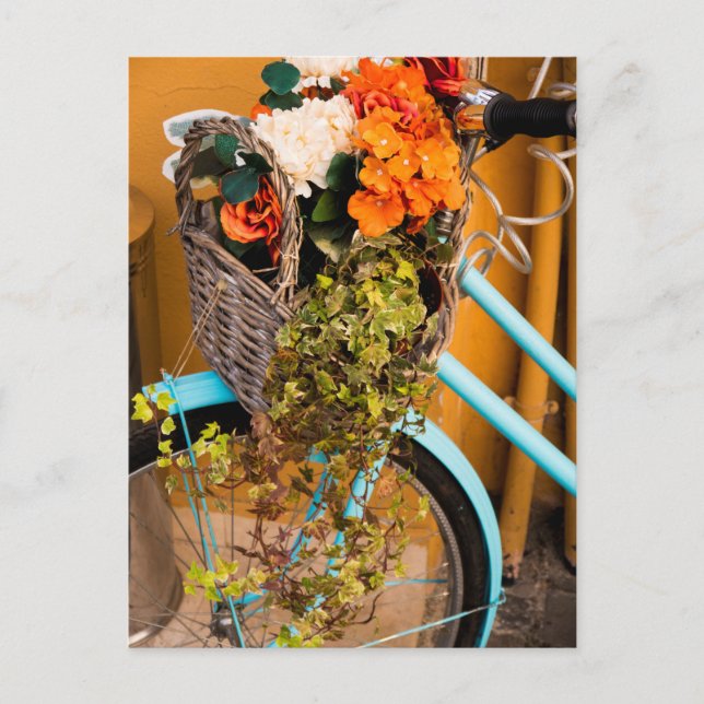 Postal Cesta azul para bicicletas (Anverso)