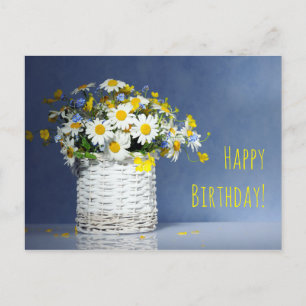 Postal Cesta con flores de primavera