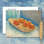 Postal Cesta con seis Naranjas Vincent van Gogh<br><div class="desc">Postal de arte fino con "Cesta con seis Naranjas" (1888),  obra posimpresionista del artista holandés Vincent van Gogh (1853-1890). Esta vida todavía representa una cesta de mimbre llena de fruta,  colocada sobre una mesa.</div>
