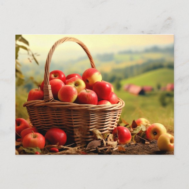 Postal Cesta de Apple, otoño, (Anverso)