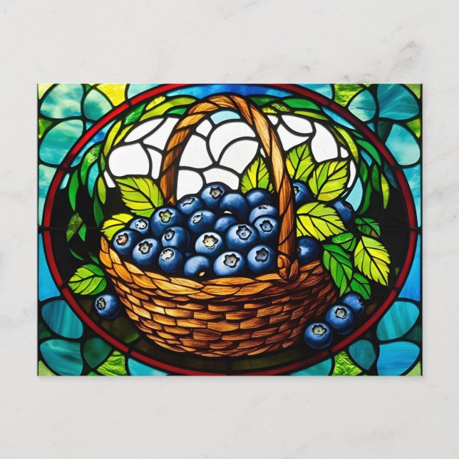 Postal Cesta de arándano de vidrio templado (Anverso)
