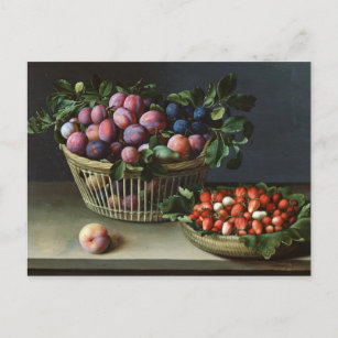 Postal Cesta de ciruelas y cesta de fresas, 1632
