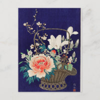 Cesta de flores de bambú por Ohara Koson