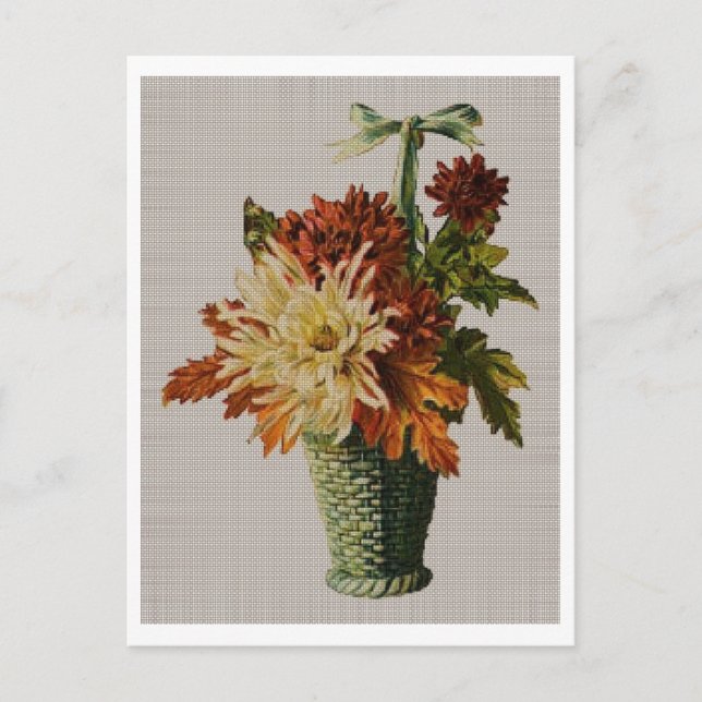 Postal Cesta de flores de estilo antiguo (Anverso)