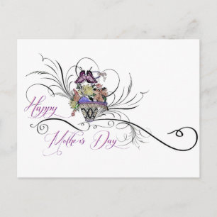 Postal Cesta de flores del Día de la Madre Feliz