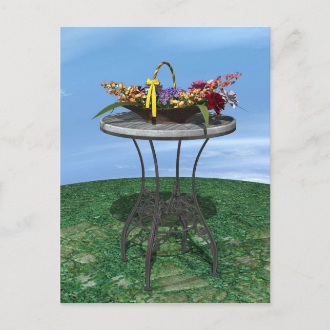 Postal Cesta de flores vintage (Anverso)