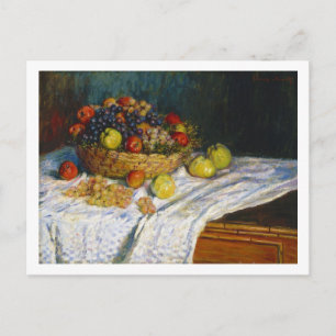 Postal Cesta de frutas con manzanas y uvas Claude Monet