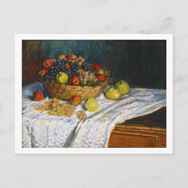 Postal Cesta de frutas con manzanas y uvas Claude Monet (Anverso)