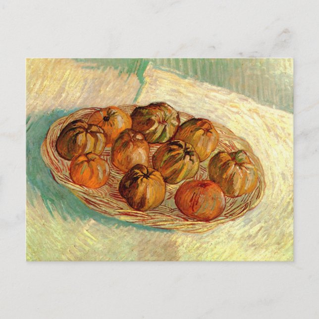 Postal Cesta de manzanas a Pissarro por Vincent van Gogh (Anverso)