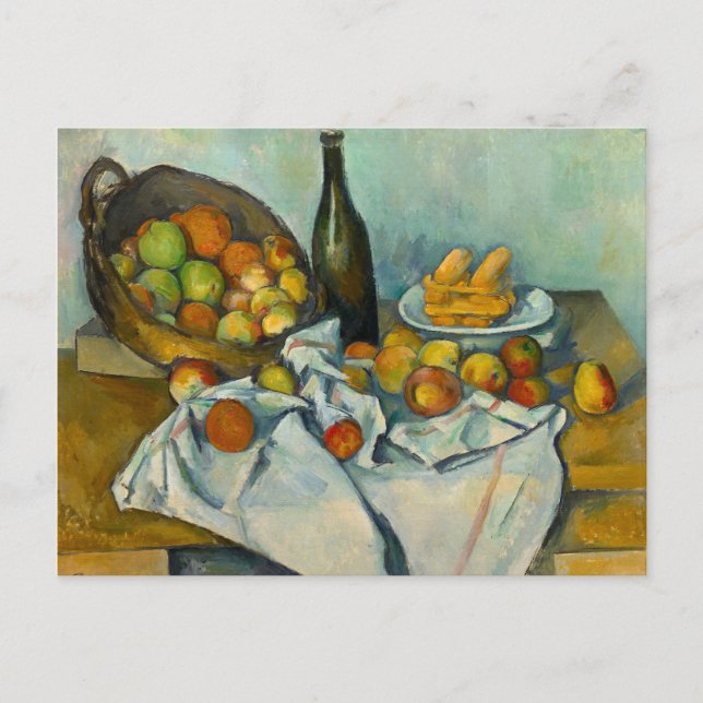 Postal Cesta de manzanas de pintura francesa de Paul Ceza (Anverso)