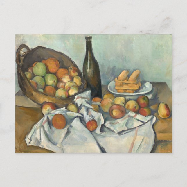 Postal Cesta de manzanas Paul Cézanne Bella Artes (Anverso)