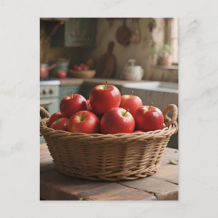 Postal Cesta de Manzanas Rojas